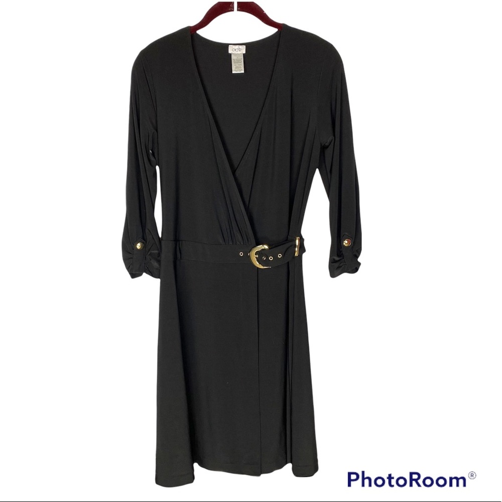 Cache Black wrap Dress 3/4 sleeve size small